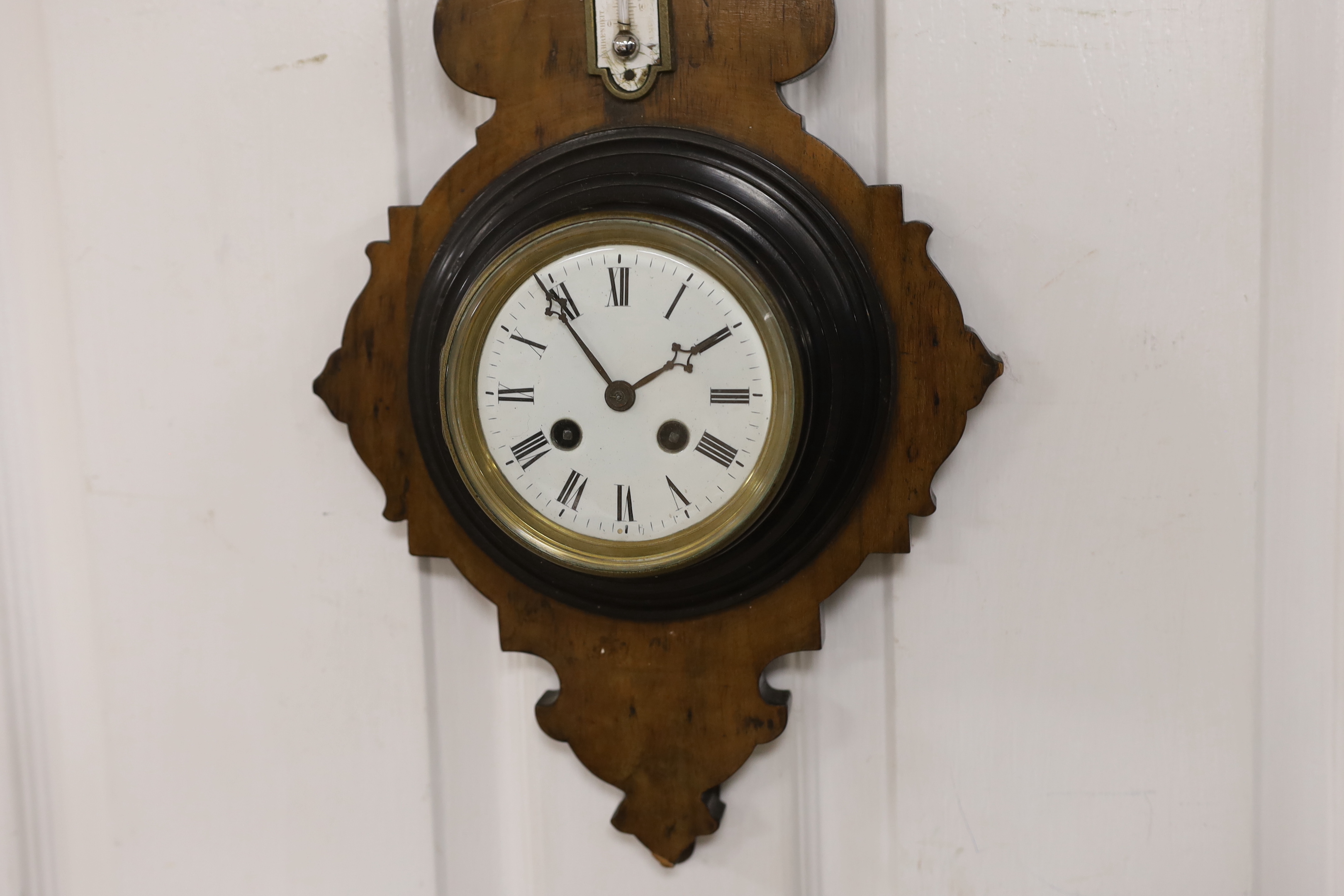 A French barometer with clock, 65cm high
